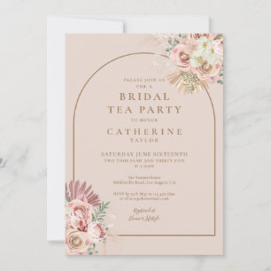 Boho Pampas Grass Arch Bridal Tea Party Invitation Kaart
