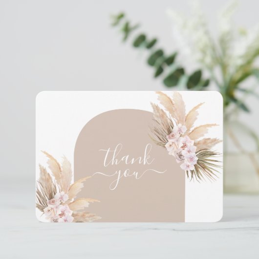 Boho Pampas Grass Arch bruiloft bedankje Bedankkaart (Staand voorkant)