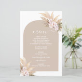 Boho Pampas Grass Arch bruiloft Menu Kaart (Staand voorkant)