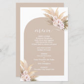 Boho Pampas Grass Arch bruiloft Menu Kaart (Voorkant / Achterkant)