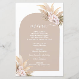 Boho Pampas Grass Arch bruiloft Menu Kaart