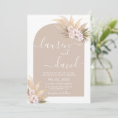 Boho Pampas Grass Arch Bruiloft Uitnodiging (Staand voorkant)