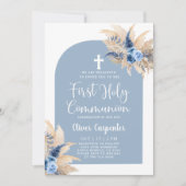 Boho Pampas Grass Arch First Heilige Communivita Kaart (Voorkant)