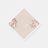 Boho Pampas Grass Arch Monogram Napkins Servet (Hoek)
