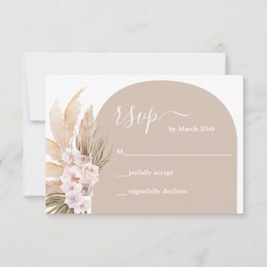 Boho Pampas Grass Arch RSVP-kaart RSVP Kaartje (Voorkant)