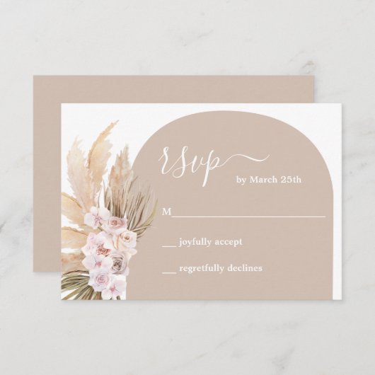 Boho Pampas Grass Arch RSVP-kaart RSVP Kaartje (Voorkant / Achterkant)