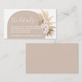 Boho Pampas Grass Arch Website Info Behuizing Kaar Informatiekaartje (Voorkant / Achterkant)