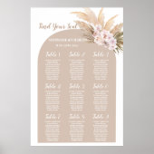 Boho Pampas Grass Arch Wedding Seding Chart Poster (Voorkant)