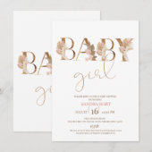 Boho Pampas Grass Baby Girl Baby shower Uitnodigin Kaart (Voorkant / Achterkant)