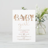 Boho Pampas Grass Baby Girl Baby shower Uitnodigin Kaart (Staand voorkant)