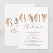 Boho Pampas Grass Baby Girl Name Baby shower Kaart (Voorkant / Achterkant)