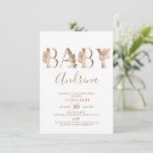 Boho Pampas Grass Baby Girl Name Baby shower Kaart (Staand voorkant)
