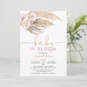 Boho Pampas Grass Baby in Bloom Baby shower Invita Kaart (Staand voorkant)