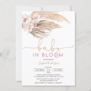 Boho Pampas Grass Baby in Bloom Baby shower Invita Kaart