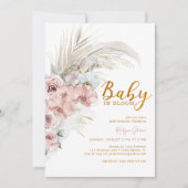 Boho Pampas Grass Baby in Bloom Shower Invitation Kaart (Voorkant)