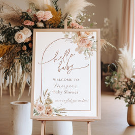 Boho Pampas Grass Baby shower Arch Welkom Poster
