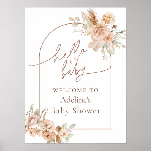 Boho Pampas Grass Baby shower Arch Welkom Poster (Voorkant)
