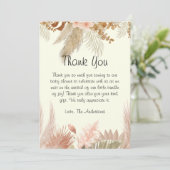 Boho Pampas Grass Baby shower bedankje Bedankkaart (Staand voorkant)