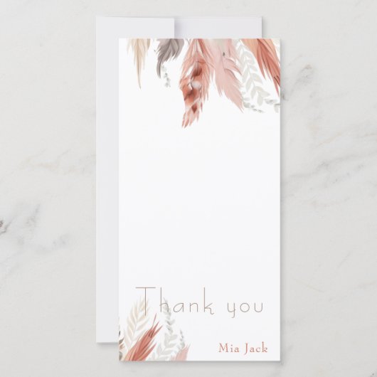 Boho pampas grass baby shower bedankjes bedankkaart (Voorkant)