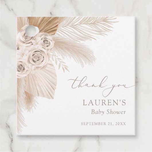Boho Pampas Grass Baby shower Bedankjes Labels (Voorkant)