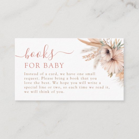 Boho Pampas Grass Baby shower Boeken voor Baby Informatiekaartje (Voorkant)