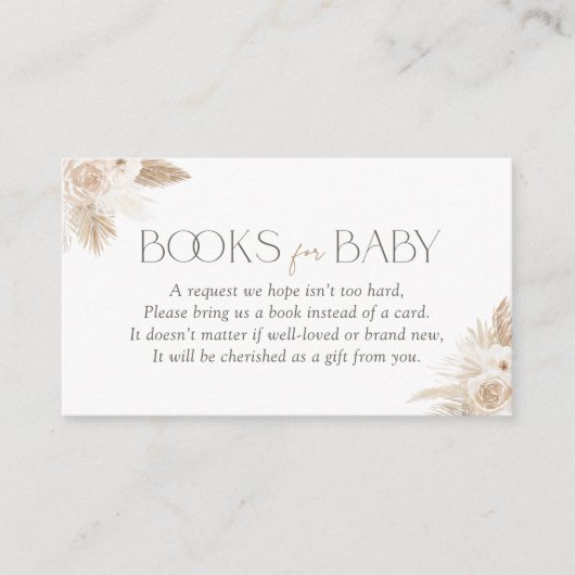 Boho Pampas Grass Baby shower Books for Baby Informatiekaartje (Voorkant)