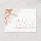 Boho Pampas Grass Baby shower Books for Baby Informatiekaartje (Voorkant)
