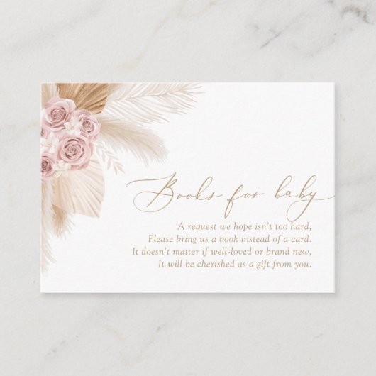 Boho Pampas Grass Baby shower Books for Baby Informatiekaartje (Voorkant)