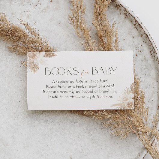 Boho Pampas Grass Baby shower Books for Baby Informatiekaartje