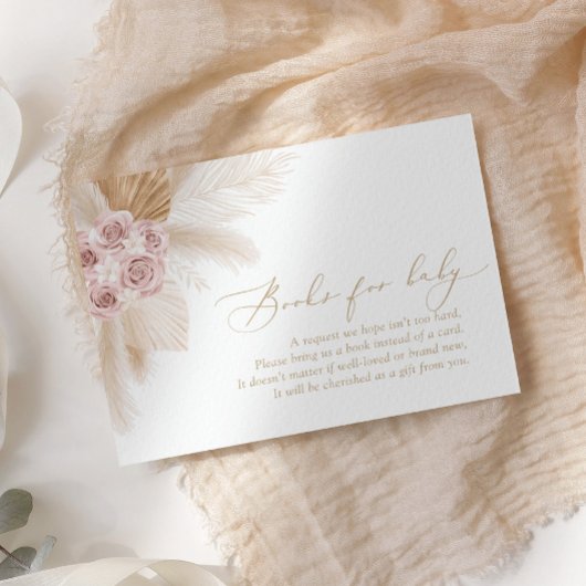 Boho Pampas Grass Baby shower Books for Baby Informatiekaartje