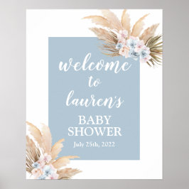 Boho Pampas Grass Baby shower Boy Welkomstteken Poster