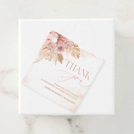 Boho Pampas Grass Baby shower Dank u Bedankjes Labels (In situ)