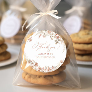 Boho Pampas Grass Baby shower Dank u Ronde Sticker