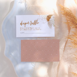 Boho Pampas Grass Baby shower Diaper Raffle Informatiekaartje