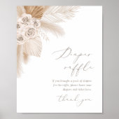 Boho Pampas Grass Baby shower Diaper Raffle Poster (Voorkant)