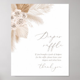 Boho Pampas Grass Baby shower Diaper Raffle Poster