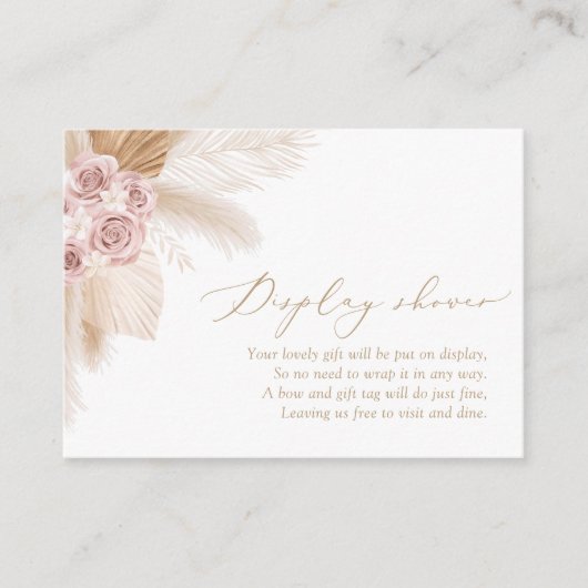Boho Pampas Grass Baby shower Display Shower Informatiekaartje (Voorkant)