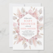 Boho Pampas Grass Baby shower Elegant Blush Pink Kaart (Voorkant)