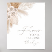 Boho Pampas Grass Baby shower Favors Sign Poster (Voorkant)