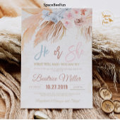 Boho Pampas Grass Baby shower Gender reveal invite Kaart