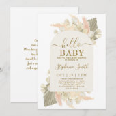 Boho Pampas Grass Baby shower Girl Invitation Kaart (Voorkant / Achterkant)