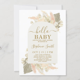 Boho Pampas Grass Baby shower Girl Invitation Kaart
