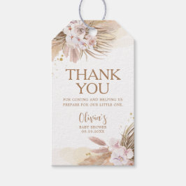 Boho Pampas Grass Baby shower Hartelijk dank Cadeaulabel