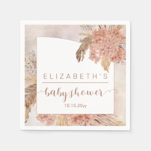Boho Pampas Grass   Baby shower Hydrangeas Girl Servet