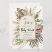 Boho Pampas Grass Baby Shower Invitation | Neutral Kaart (Voorkant / Achterkant)