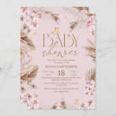 Boho Pampas Grass Baby Shower Kaart (Voorkant / Achterkant)