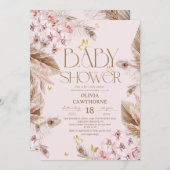  Boho Pampas Grass  Baby Shower  Kaart (Voorkant / Achterkant)