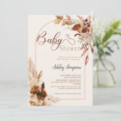 Boho Pampas Grass Baby shower Kaart (Staand voorkant)