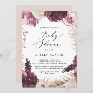 Boho Pampas Grass Baby shower Kaart