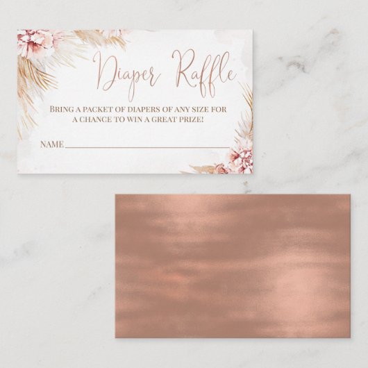 Boho Pampas Grass Baby shower Luier Raffle Insert Visitekaartje (Voorkant / Achterkant)
